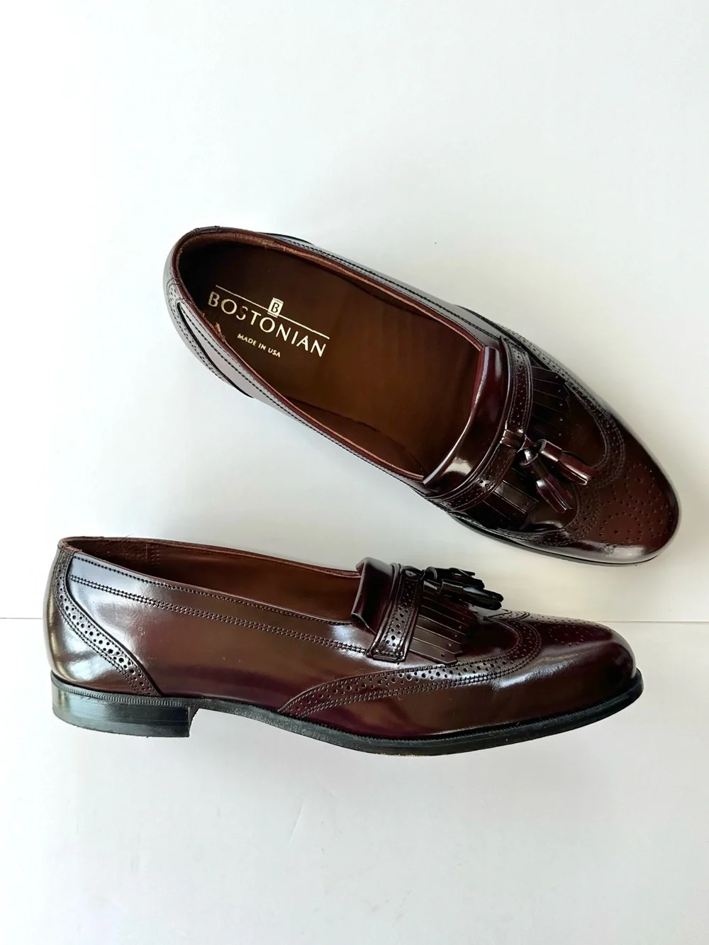 NEW Bostonian Kiltie Tassel Loafers Burgundy Mens Size 9 Wingtip Brogue USA